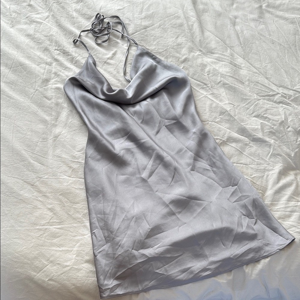 Elegant Silver Satin Dress